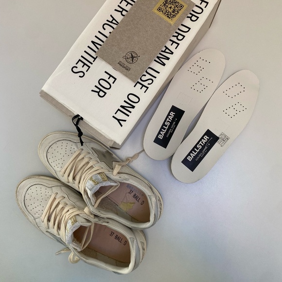 Golden Goose Ball Star Sneaker White Leather/Silver/Gold sz 37 New in Box - Picture 5 of 12